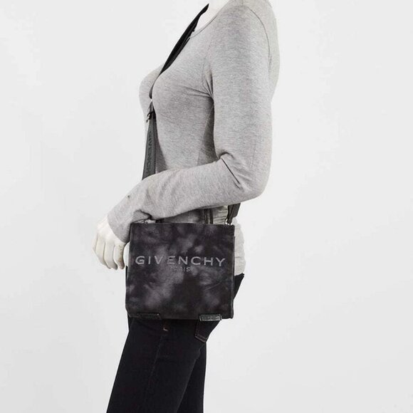 Givenchy Dark Grey Distressed Canvas Mini G Shopping Tote Bag - Picture 2 of 11